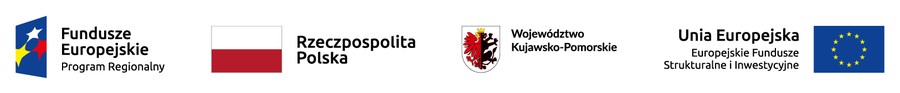 Pasek z logotypami Funduszy Unijnych, RP oraz Województwa Kujawsko-Pomorskiego